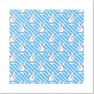 Girl Peace Hand Stripes Pattern Posters and Art